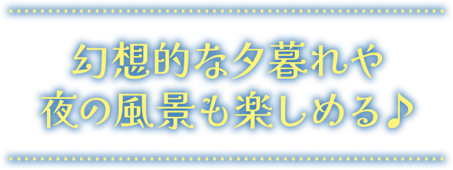 幻想的な夕暮れや夜の風景も楽しめる♪